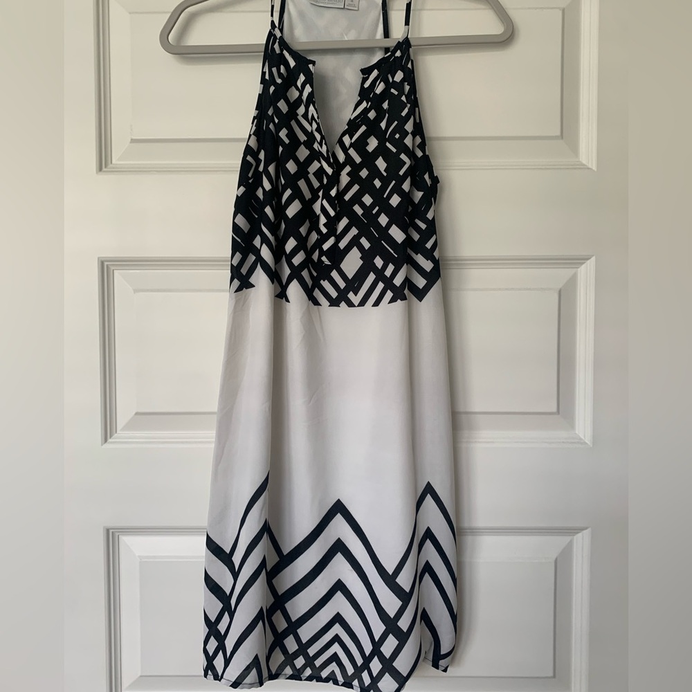 Bisou Bisou Black and White Halter Maxi Dress